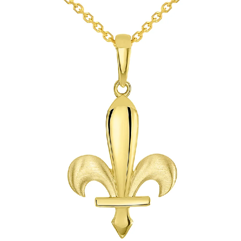 women unique necklaces -14k Yellow Gold Fleur-de-Lis Symbol Pendant Necklace