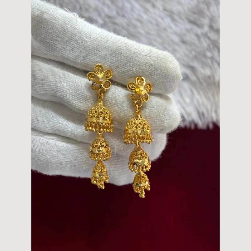 women statement drop earrings -Pari Art Jewellery Gold Forming Jhumki Earrings