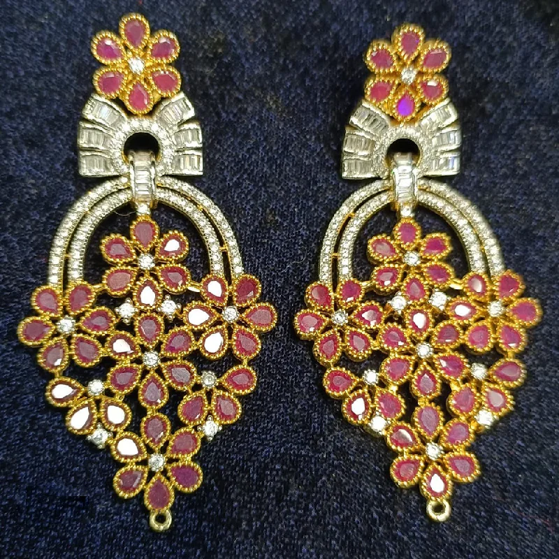 women diamond stud earrings -Jain Jewellers Gold Plated Ad Stone Dangler Earrings