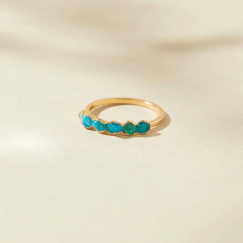 women affordable engagement rings -NEW! Blue Opal 14k Gold Plated Ring by Dani Barbe