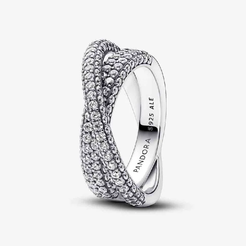 women cubic zirconia rings -PANDORA : Pandora Timeless Pavé Crossover Dual Band Ring