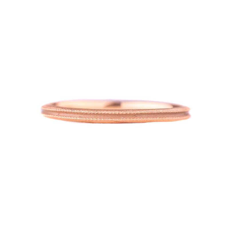 women vintage diamond rings -Rose Gold Double Milgrain Band by Dawes Design