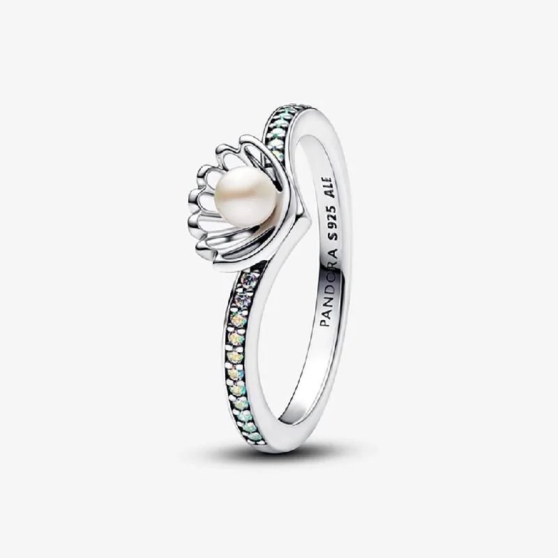 women chic rings -PANDORA : Disney Princess Ariel Shell Treated Freshwater Cultured Pearl Ring