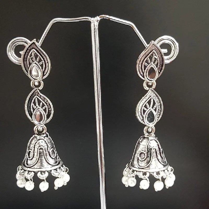 women textured earrings -Shreeji Oxidised Plated Jhumki Earrings