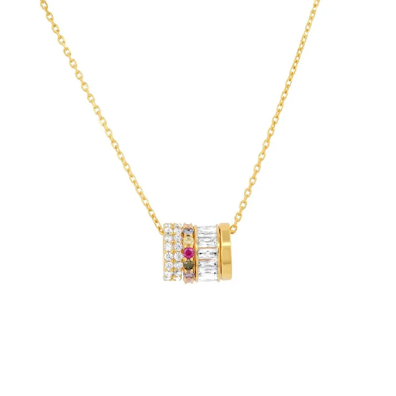 women statement necklaces -Rainbow CZ Rondelles Necklace