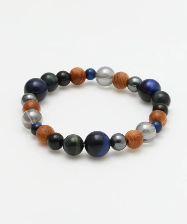 women double chain bracelets -威風堂々 - Lapis Tiger Eye Bracelet