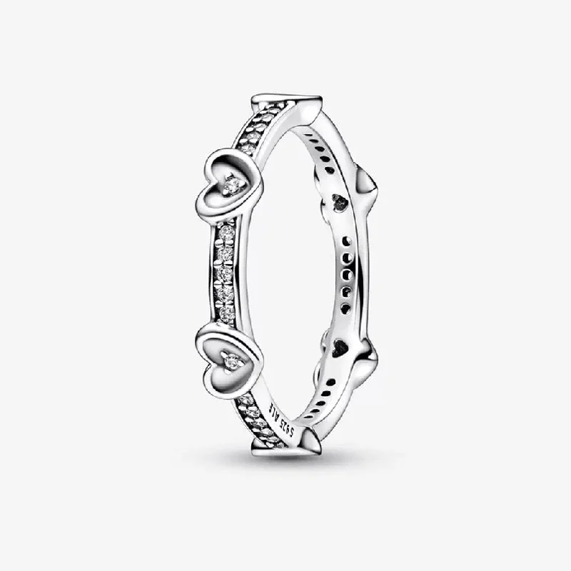 women halo rings -PANDORA : Radiant Sparkling Hearts Ring