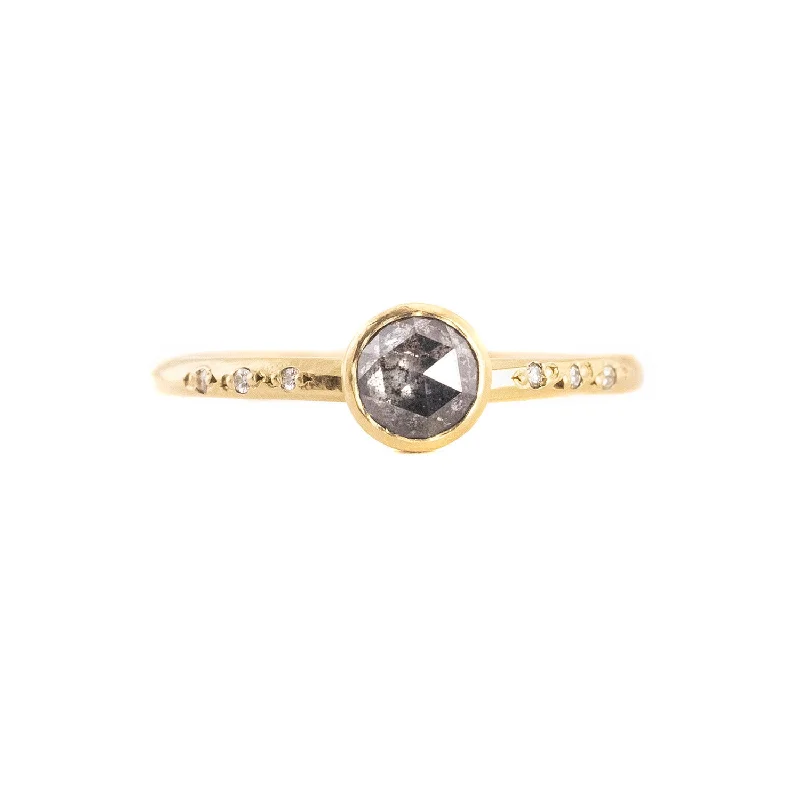 women bold statement rings -.52ct Round Salt and Pepper Rose Cut Diamond Chloe Setting Ring by Sarah Mcguire