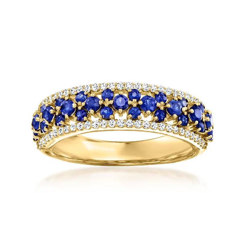 women modern luxury engagement rings -Ross-Simons Sapphire and . Diamond Ring in 18kt Yellow Gold