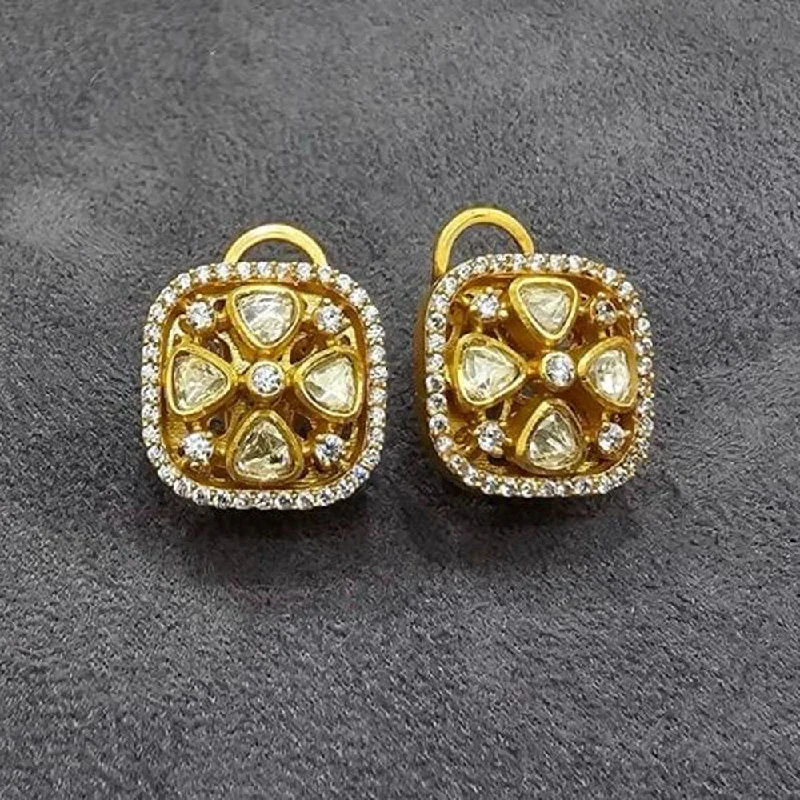 women gem earrings -JewelTreeTz Gold Plated Original Mosanite Gold Plated Studs