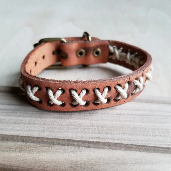 women wedding bracelets -Vintage Woven Leather Cuff Bracelet X-Pattern