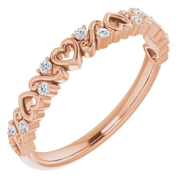 women eternity rings -Rose Gold Heart Diamond Anniversary Band