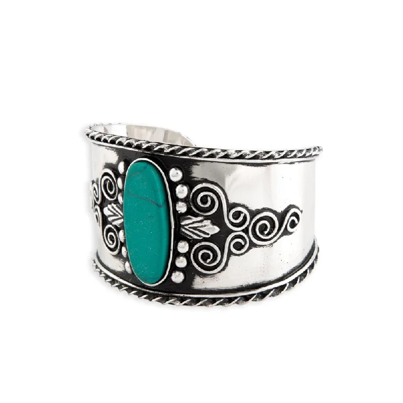 women cuff bracelets -Fire & Brimstone Turquoise Cuff Bracelet by Myra