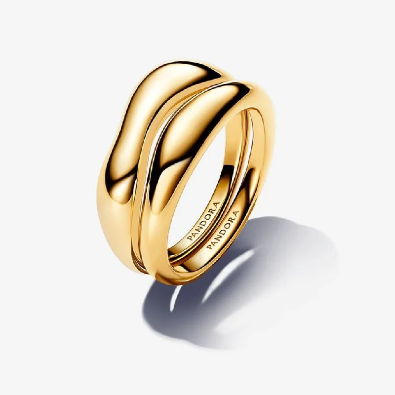 women gemstone rings -PANDORA : Organically Shaped Stacking Rings in Gold