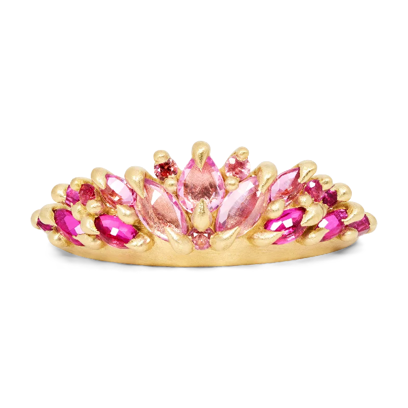 women gold-plated rings -Pink Mirella Petal Ring - Size 7.25 - 11812