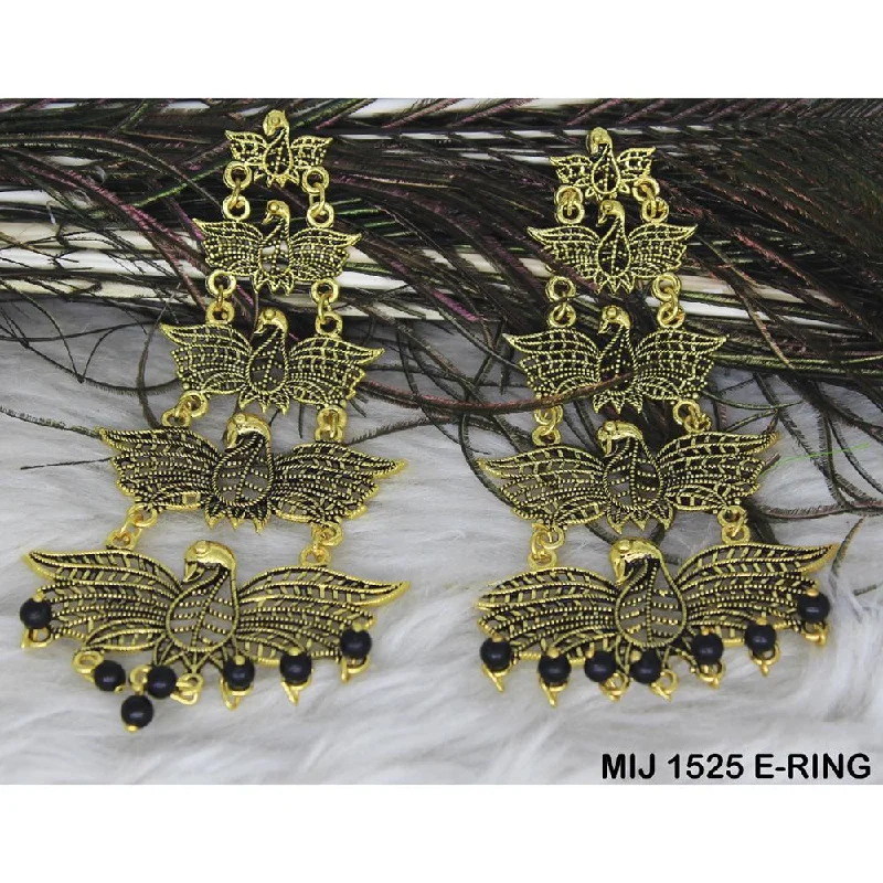 women colorful gemstone earrings -Mahavir Gold Plated Designer Dangler Earrings - MIJ 1525 E-RING