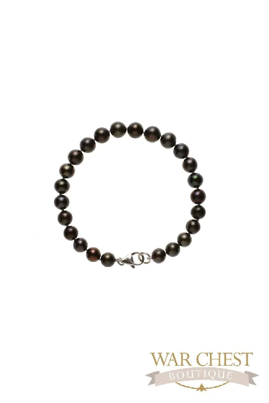 women oval bangles -Black Pearl Bracelet