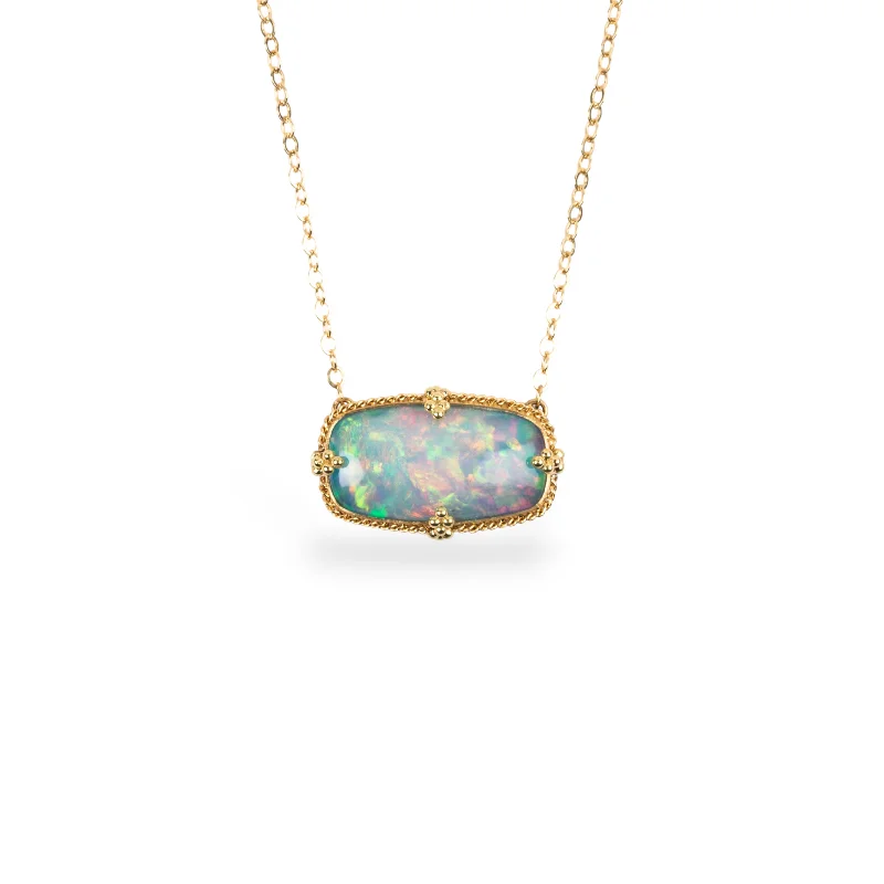 women charm necklaces -AMÁLI Ethiopian Opal Pendant Necklace