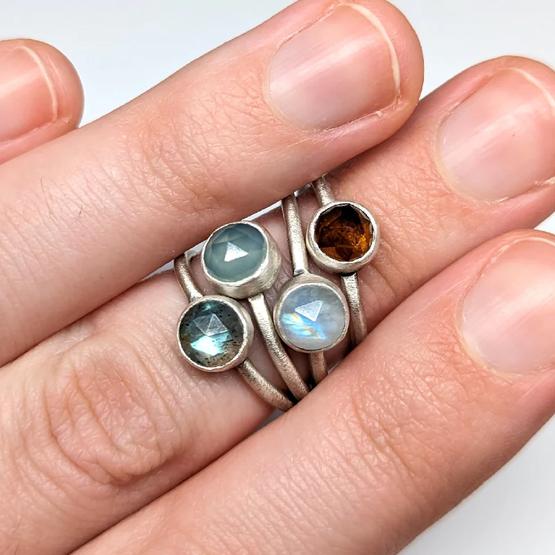 women vintage rings -NEW! Small Stone Stacking Rings in Sterling Silver by Ashley Procopio