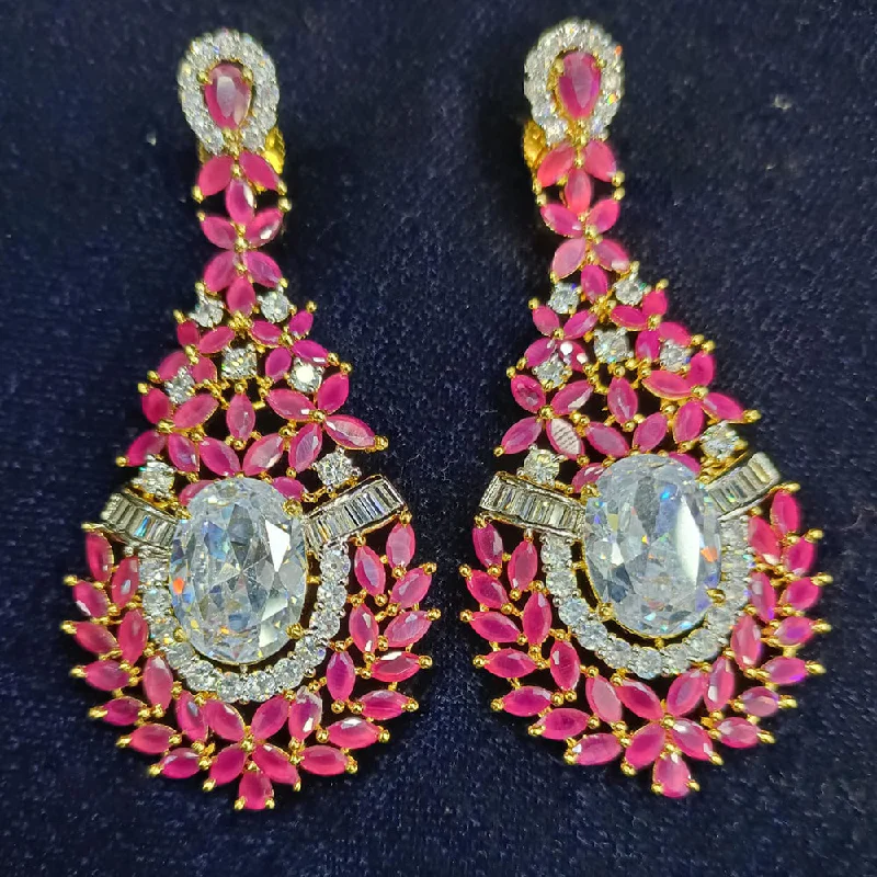 women silver drop earrings -Jain Jewellers Gold Plated Ad Stone Dangler Earrings