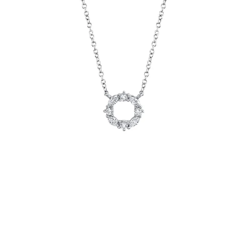 women celestial necklaces -Shy Creation Open Circle Diamond Necklace