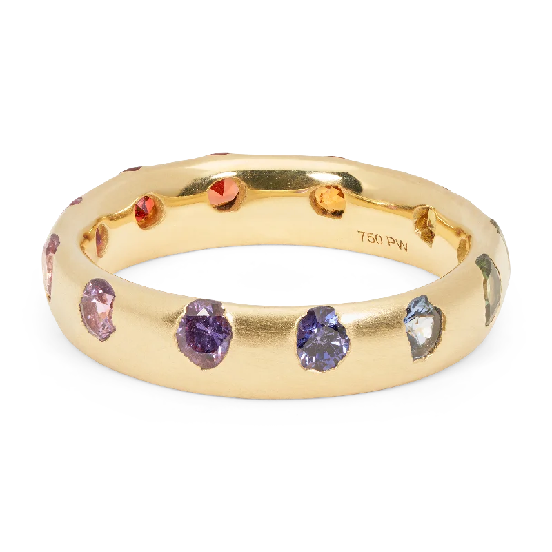 women delicate rings -Medium Rainbow Celeste Ring - Size 7 - 11446