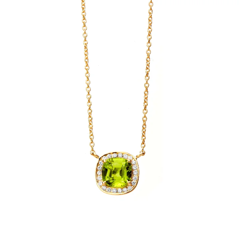 women casual necklaces -Cushion Diamond Necklace