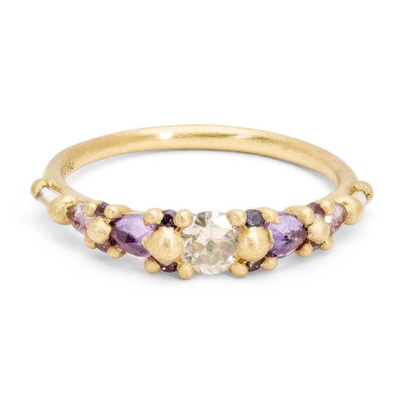 women double band rings -Purple Marietta Ring with Diamonds - Made to Order