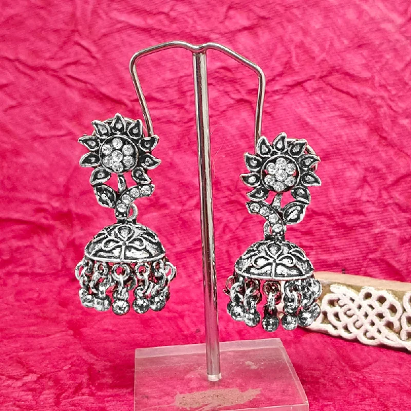 women heart earrings -Bhavi Jewels Oxidised Plated Jhumki Earrings