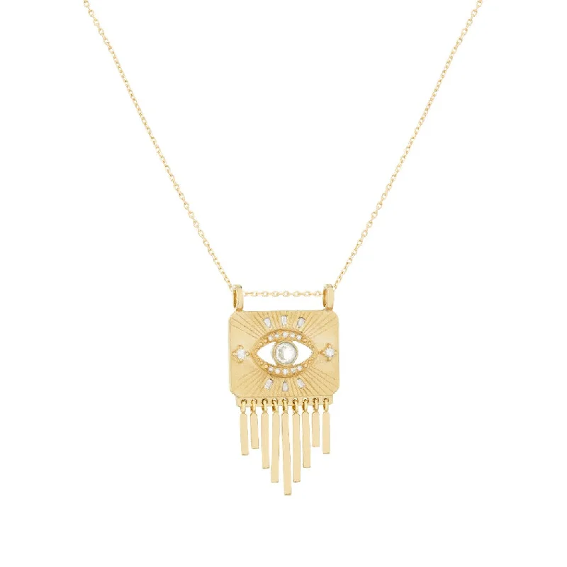 women heart necklaces -Celine Daoust White Sapphire & Diamond Eye Fringe Necklace