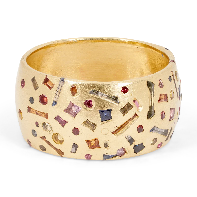 women anniversary rings -Harlequin Confetti Barrel Ring - Size 10.5 - 11101