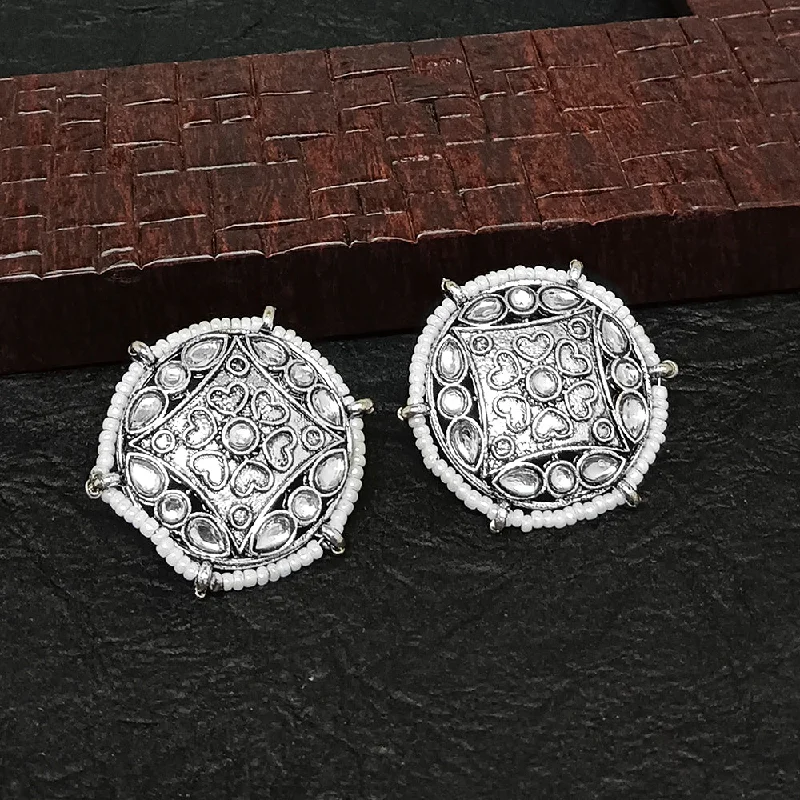 women gold earrings -Bhavi Jewels Oxidised Plated Stud Earrings