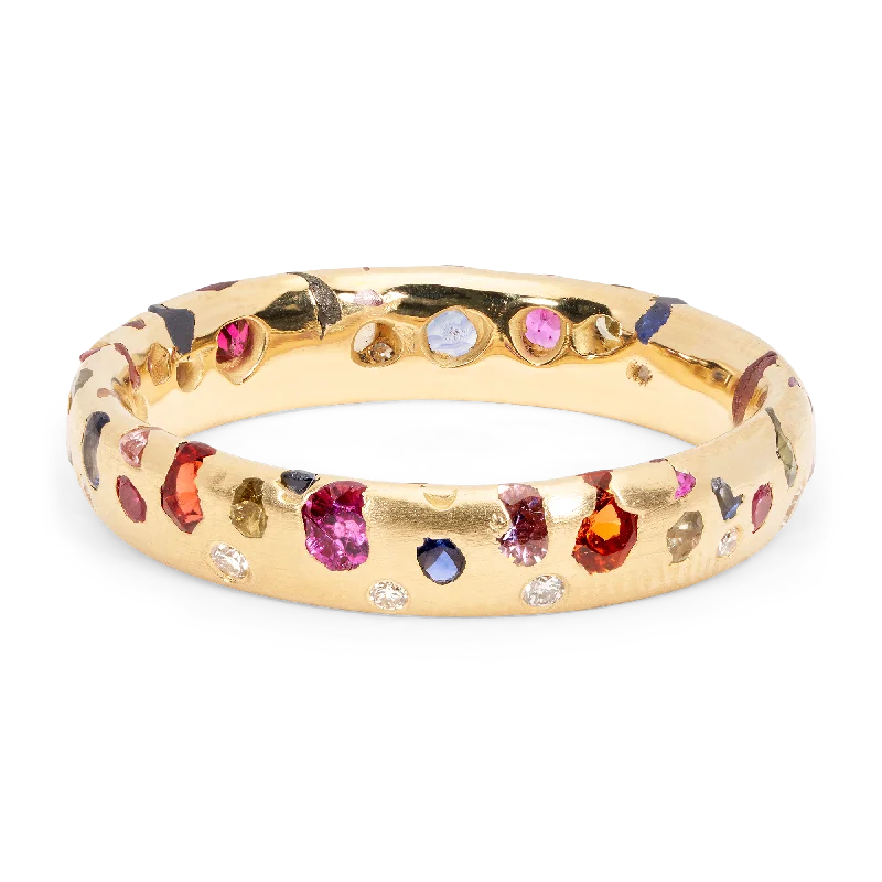 women large rings -Rainbow Confetti Ring with Diamonds - Size 7 - 11518