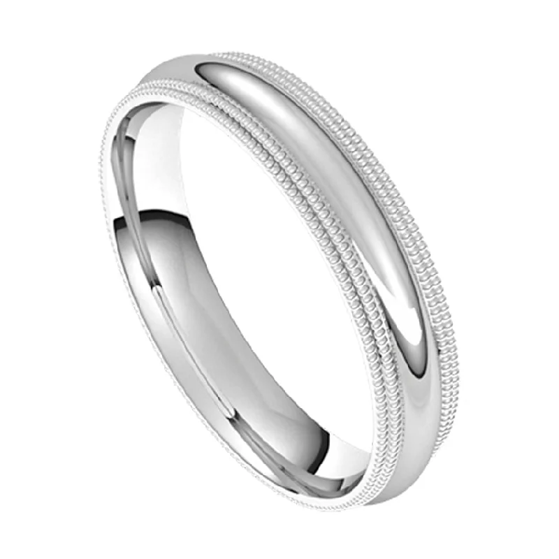 women wedding rings -14K White Gold Double Milgrain Wedding Band