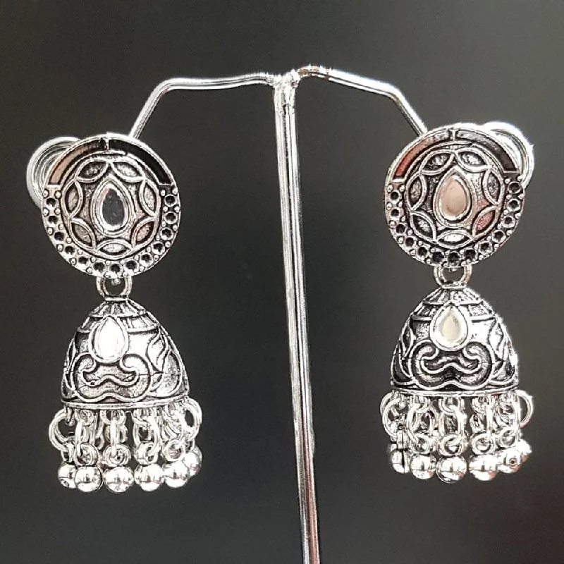 women mixed metal earrings -Shreeji Oxidised Plated Jhumki Earrings