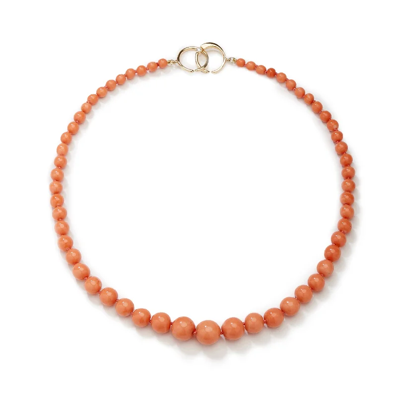 women minimalist necklaces -18 inch Coral Bead Necklace