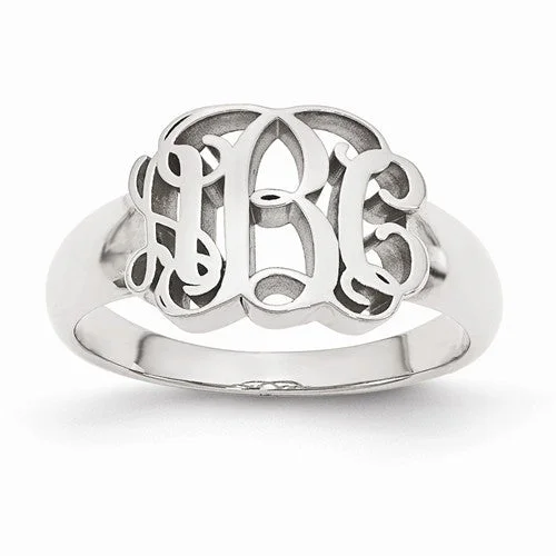 women cubic zirconia rings -Sterling Silver Monogram Signet Ring