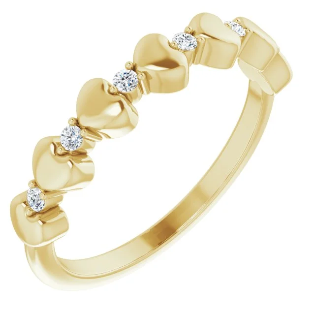 women halo diamond rings -14K Yellow 1/10 CTW Diamond Stackable Heart Ring