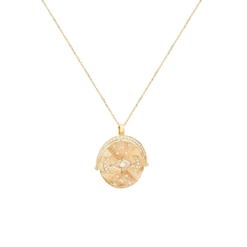 women butterfly necklaces -Celine Daoust Diamond Eye & Moon Medallion Necklace