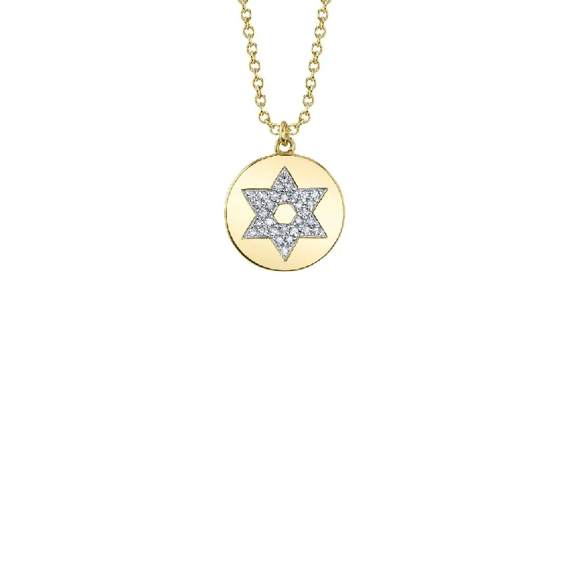 women heart-shaped necklaces -Shy Creation Star of David Diamond Disc Necklace