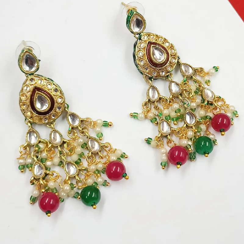 women dainty earrings -Padmawati Bangles Gold Plated Kundan Stone And Pearls Dangler Earrings