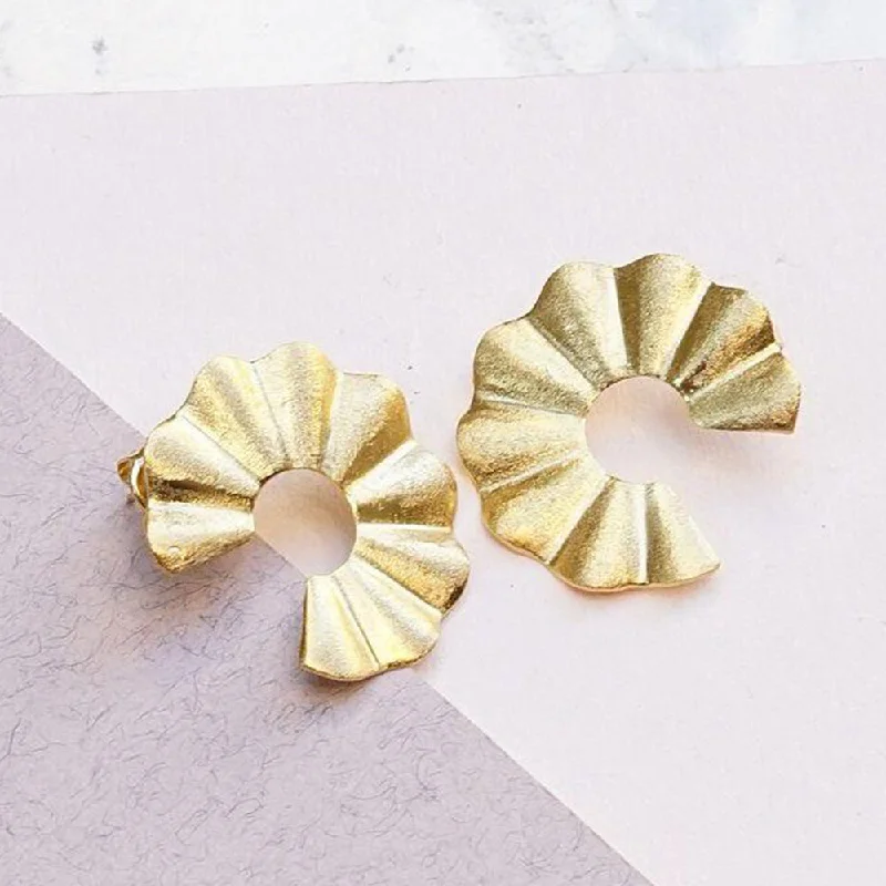 women geometric stud earrings -Manath Jewels Gold Plated Matte Finish Korean Style Stud Earrings