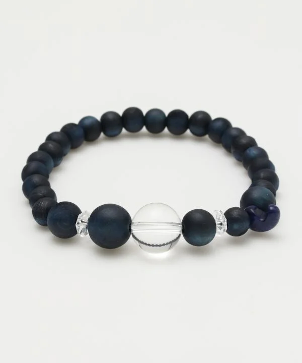 women engraved bangle bracelets -AIZOME Cypress x MAGATAMA Sodalite Bracelet