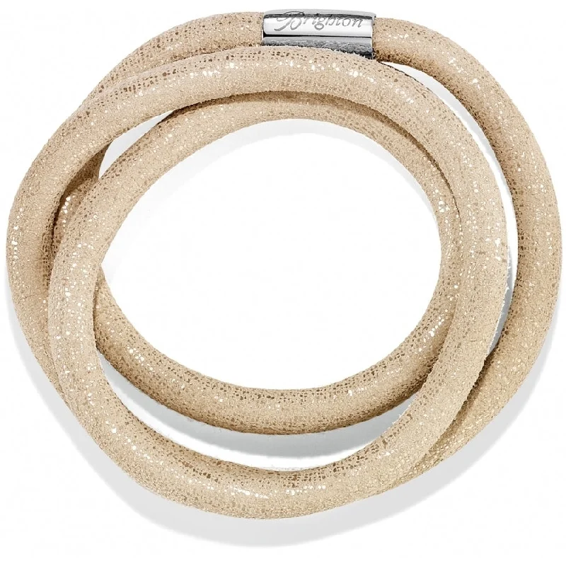 women double band bracelets -Woodstock Metallic Triple Bracelet | Linen