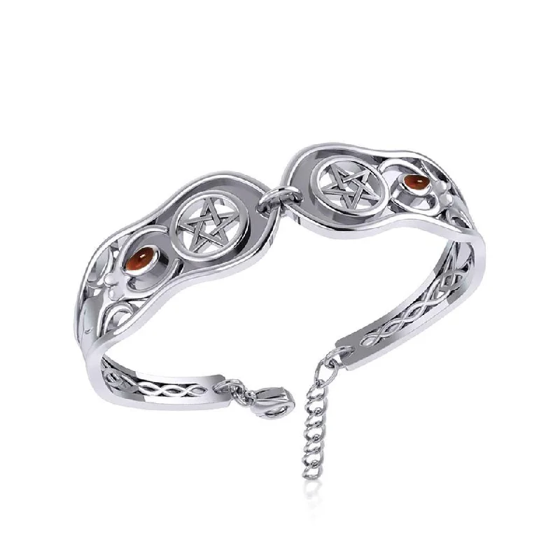 women stack bracelets -Goddess Silver Cuff Bracelet with Gemstone TBA271