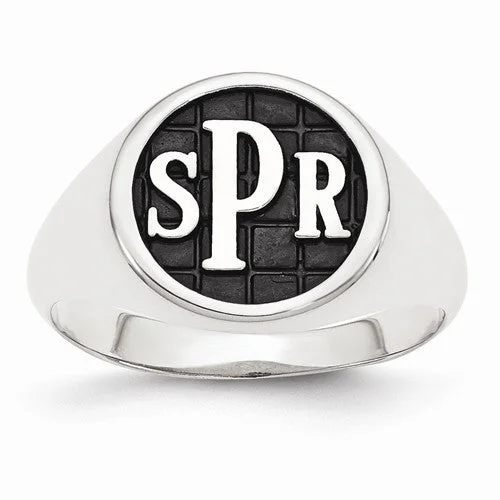 women engagement ring sets -SS Monogram Signet Ring