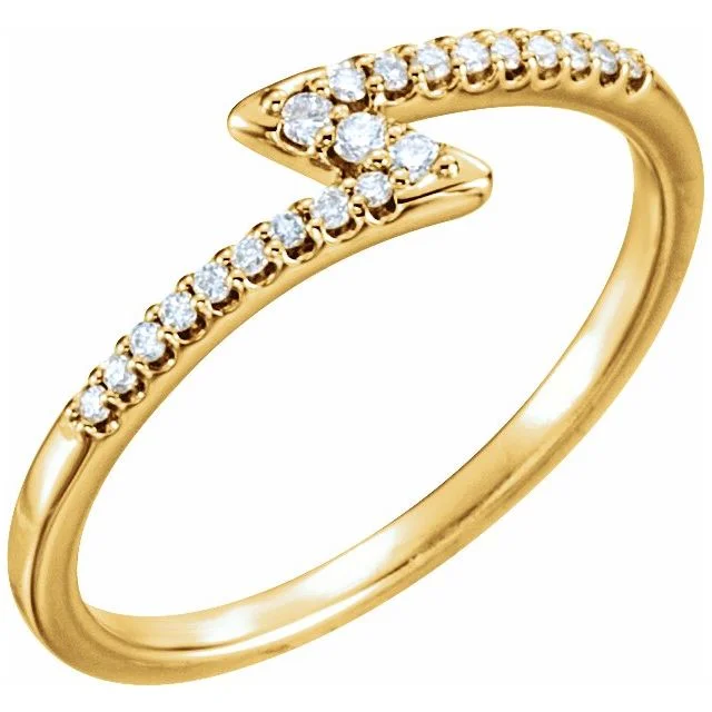 women minimalist rings -Yellow Gold Thunder Diamond Stackable Ring