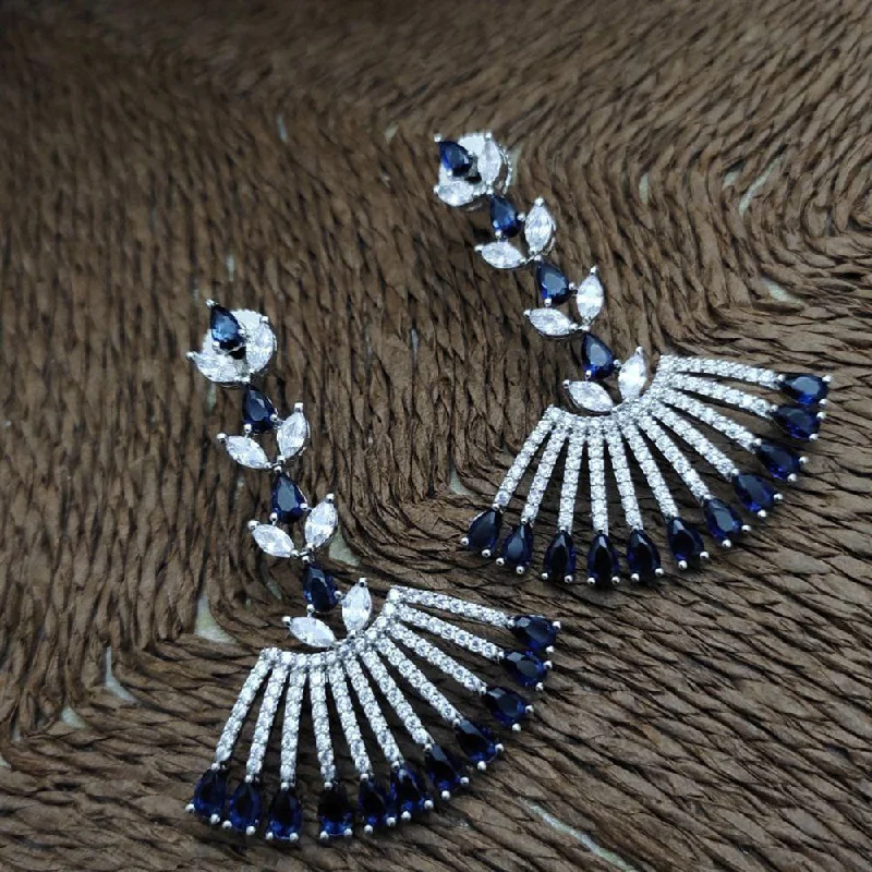 women twisted earrings -Aamrapali Silver Plated American Diamond  Dangler Earrings