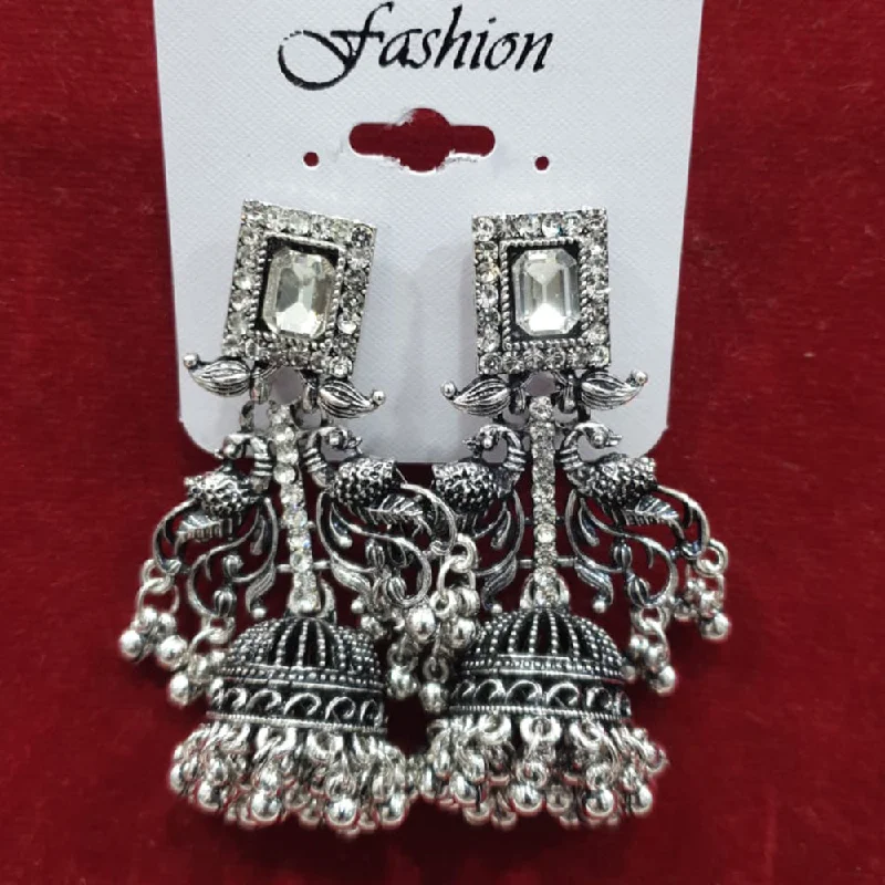 women gold drop earrings -Sofine Oxidised Plated Jhumki Earrings