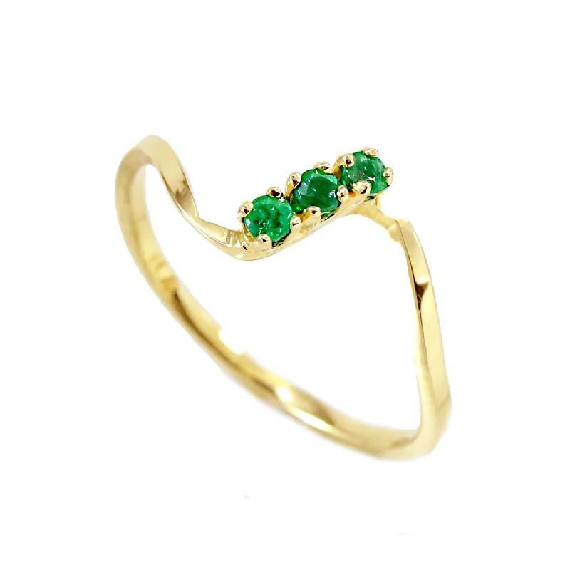 women thick band rings -SPECIAL ORDER - 14k Yellow Gold Emerald Ring